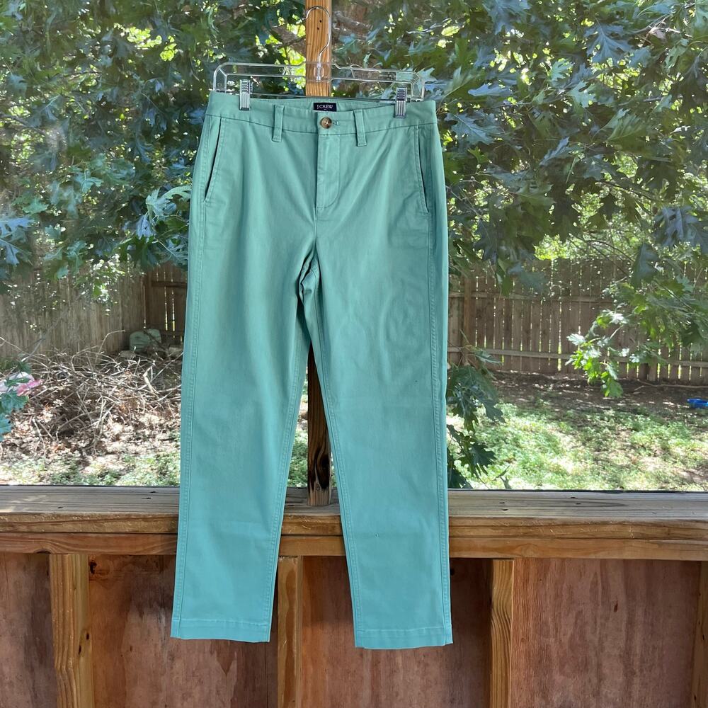 J.Crew Factory Women's High Rise Girlfriend Chino Pants Mint Green Size 2. NEW!